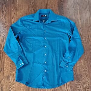 JF J.Ferrar Teal Dress Shirt - Men's Long Sleeve Button-Up